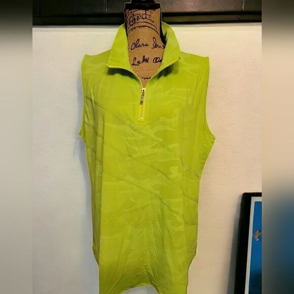 New Womans Sleeveless Lime Green Camo Soft Mesh Top Size 3XL - Picture 1 of 6